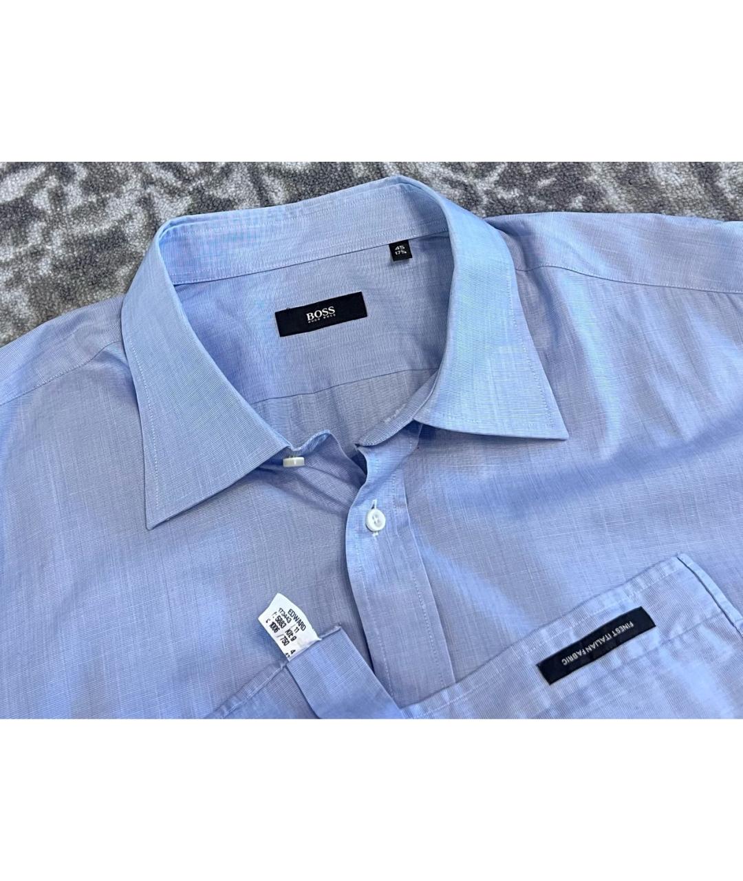 HUGO BOSS Голубая хлопковая классическая рубашка, фото 5