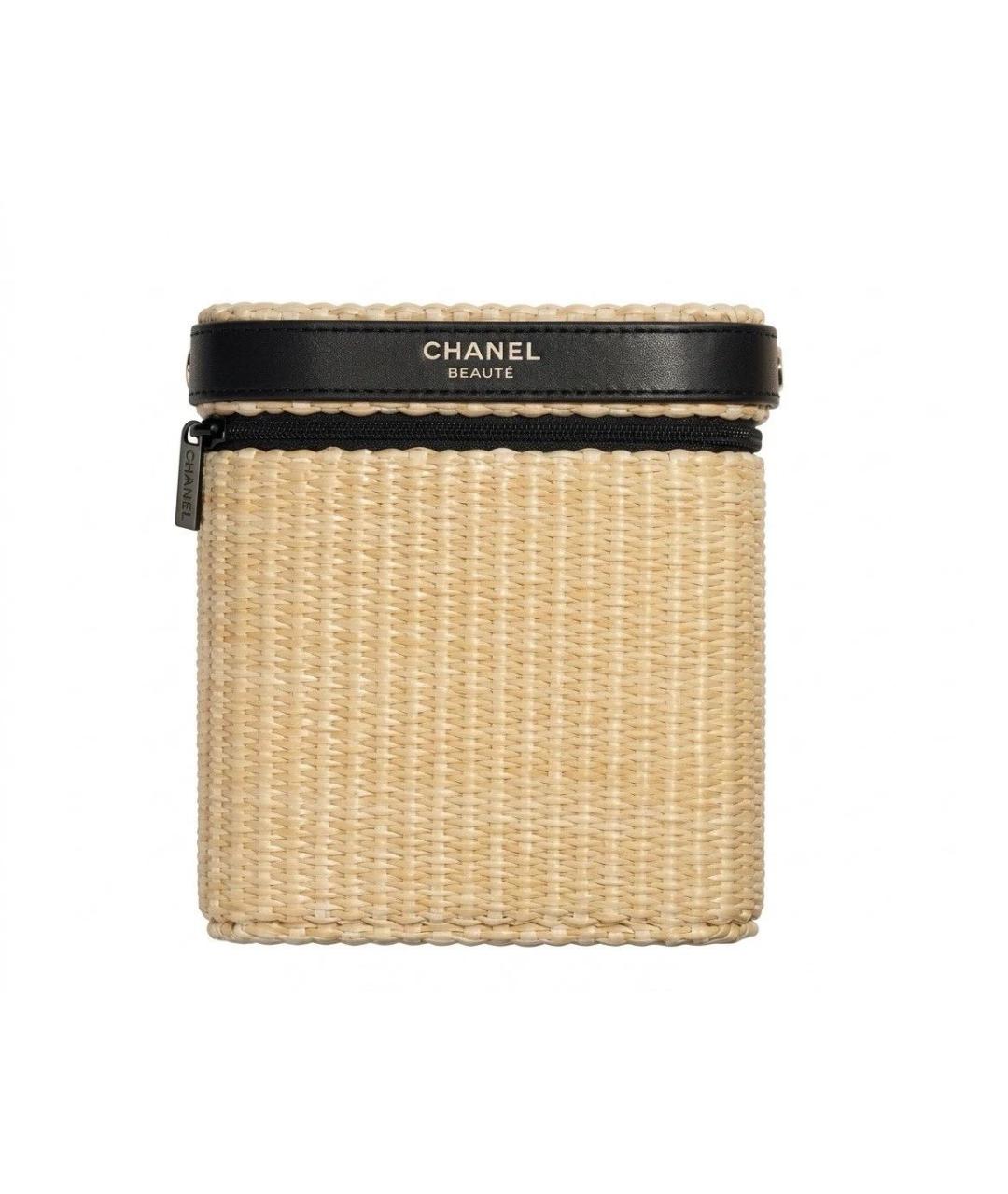 CHANEL BEAUTY Бежевая рафия косметичка, фото 3