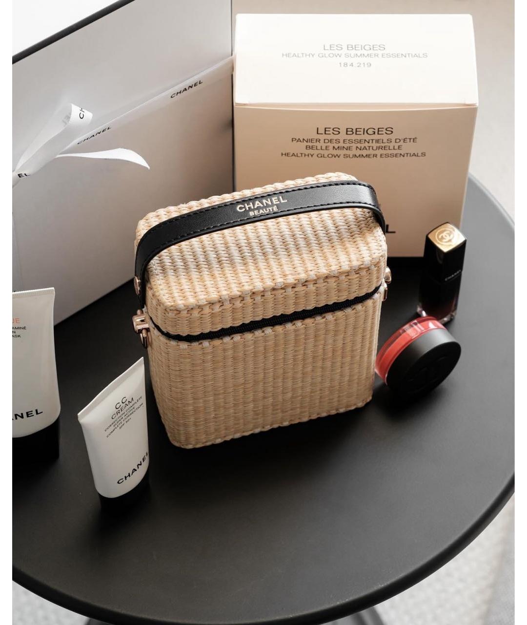 CHANEL BEAUTY Бежевая рафия косметичка, фото 5