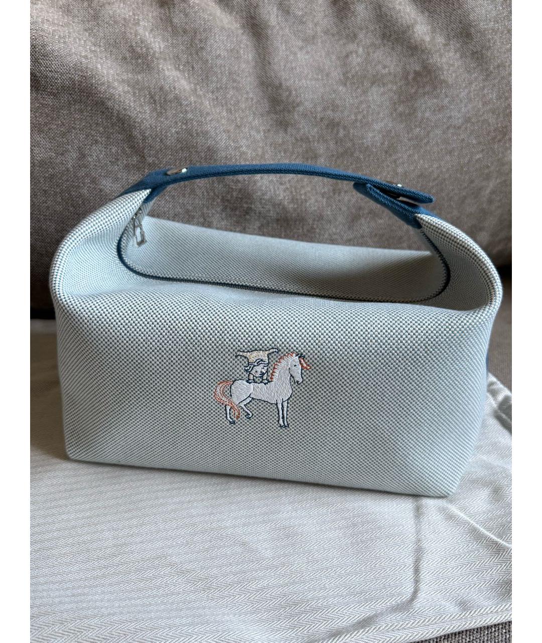 HERMES Синяя хлопковая косметичка, фото 7