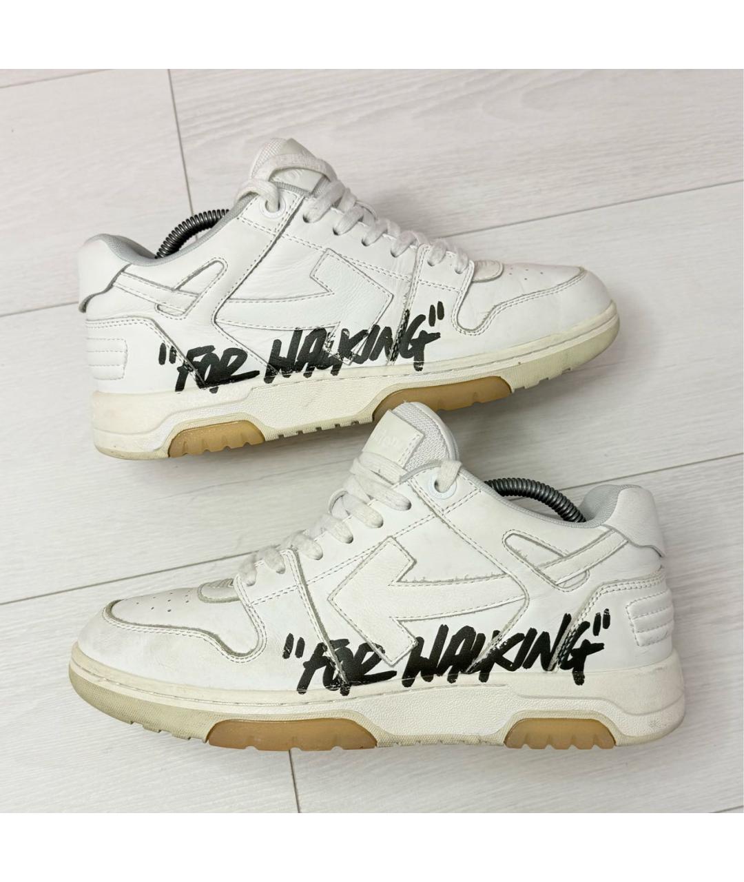 OFF-WHITE Белые кожаные низкие кроссовки / кеды, фото 7