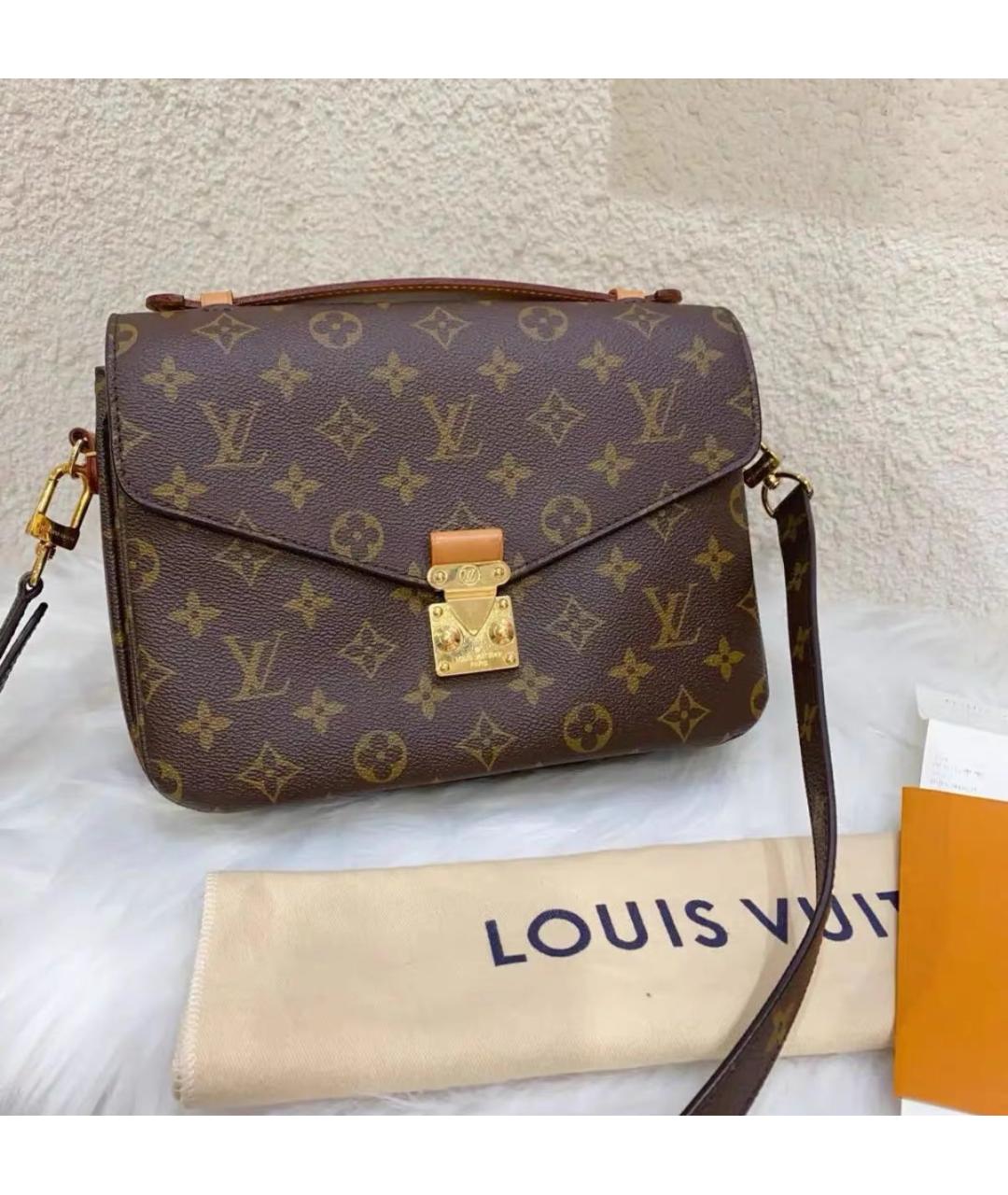 LOUIS VUITTON Коричневая кожаная сумка через плечо, фото 8