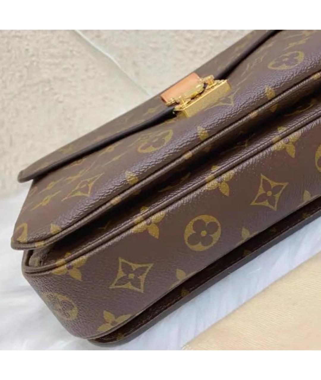 LOUIS VUITTON Коричневая кожаная сумка через плечо, фото 7