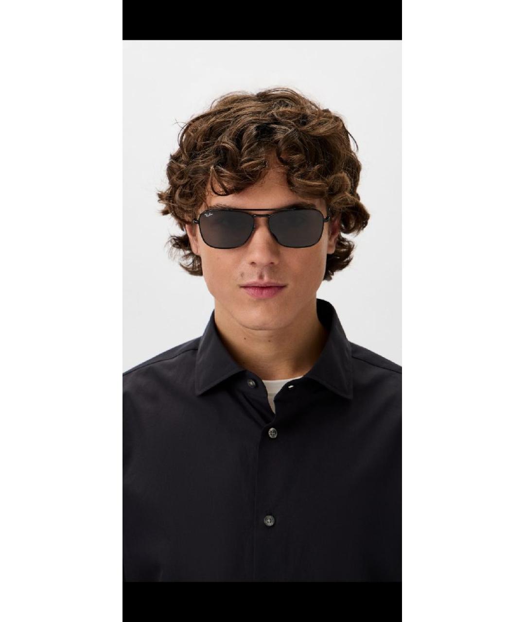RAY BAN Черные металлические солнцезащитные очки, фото 8