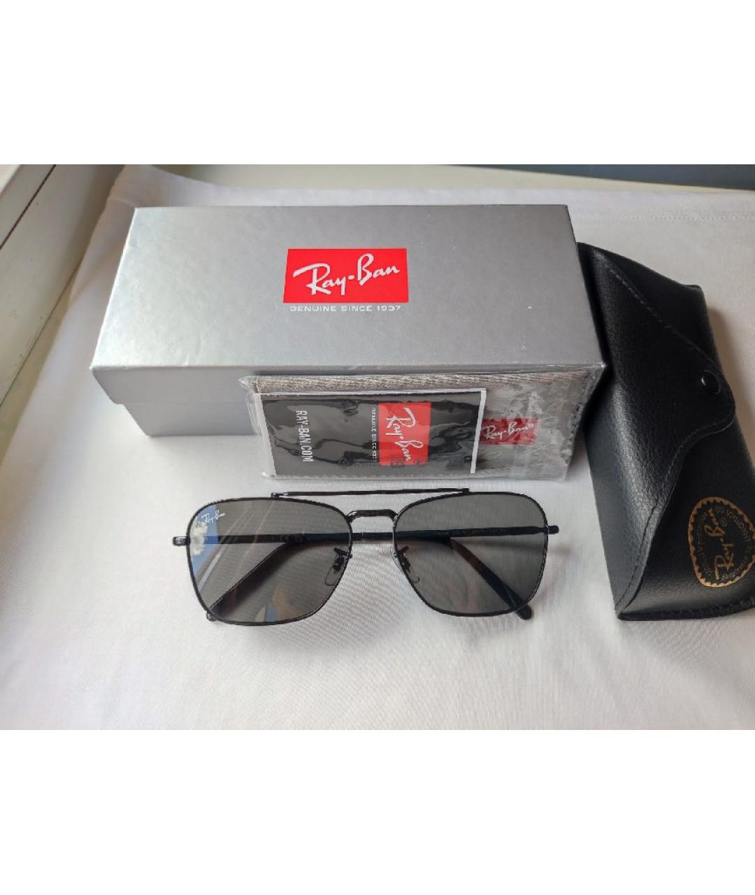 RAY BAN Черные металлические солнцезащитные очки, фото 10