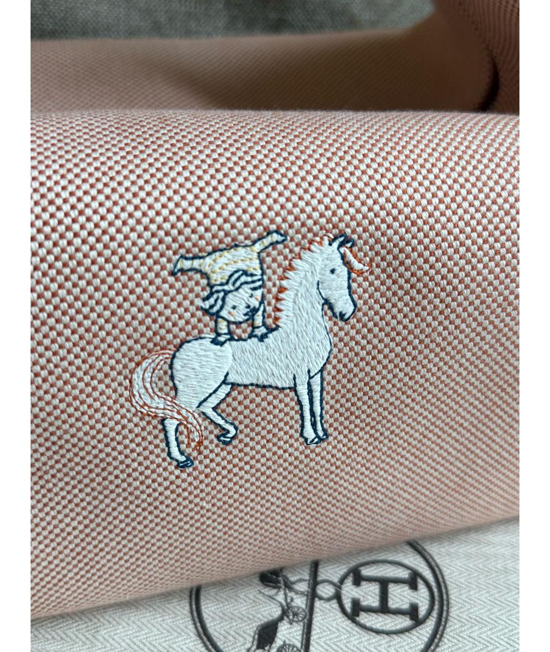 HERMES Красная хлопковая косметичка, фото 3