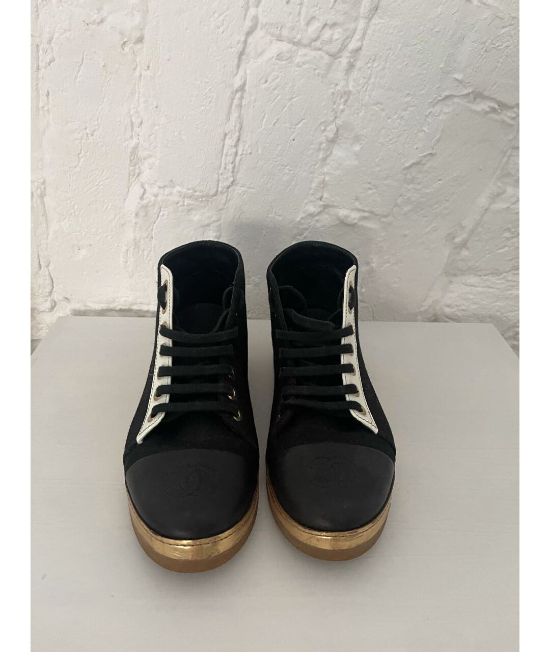 CHANEL PRE-OWNED Черные текстильные ботинки, фото 3