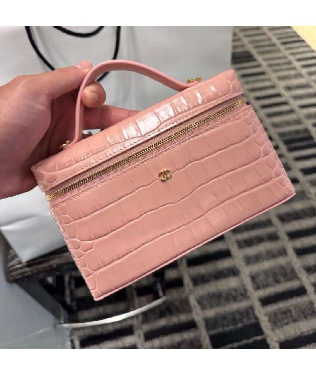 CHANEL Розовая кожаная сумка с короткими ручками, фото 2