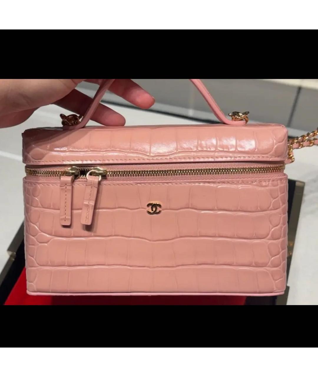 CHANEL Розовая кожаная сумка с короткими ручками, фото 3