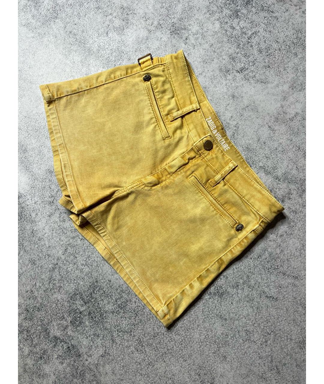 ZADIG & VOLTAIRE Желтые хлопко-эластановые шорты, фото 8