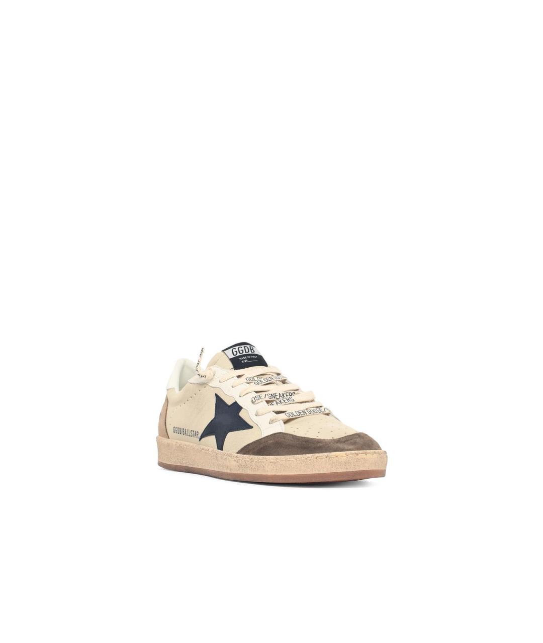 GOLDEN GOOSE Бежевые кожаные низкие кроссовки / кеды, фото 2