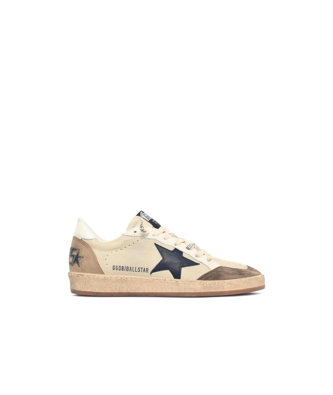 GOLDEN GOOSE Бежевые кожаные низкие кроссовки / кеды, фото 4