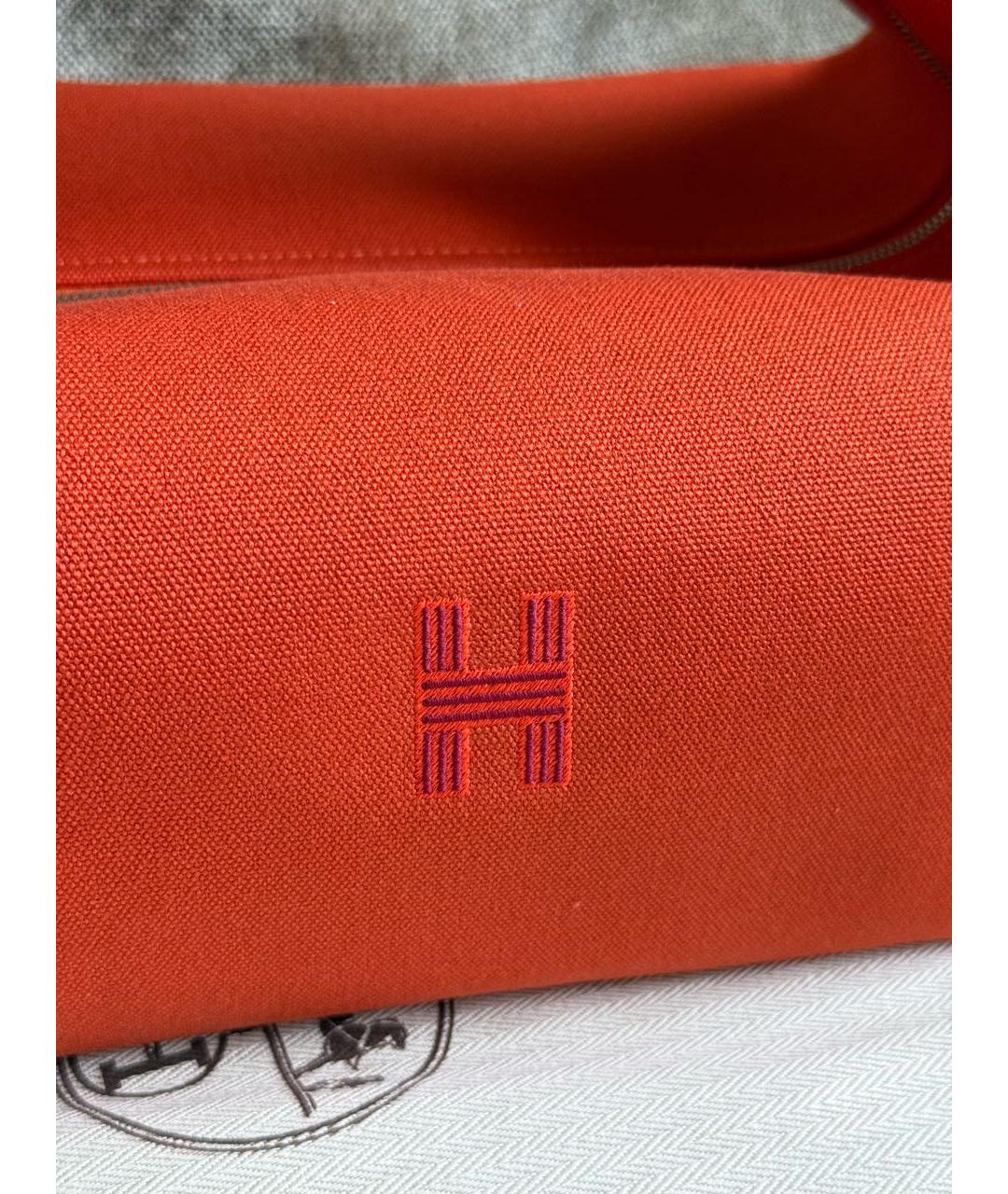 HERMES Оранжевая хлопковая косметичка, фото 2