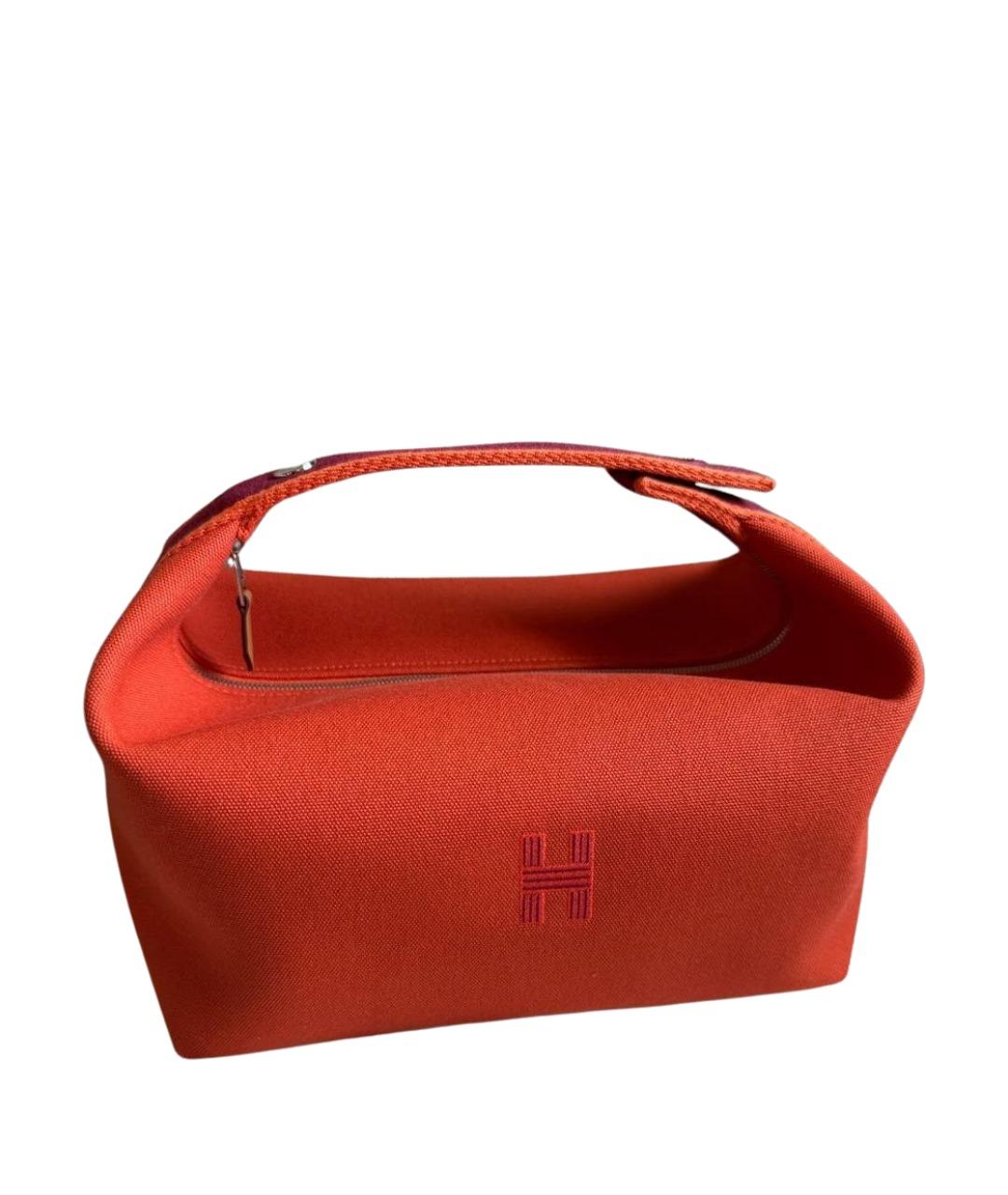 HERMES Оранжевая хлопковая косметичка, фото 1