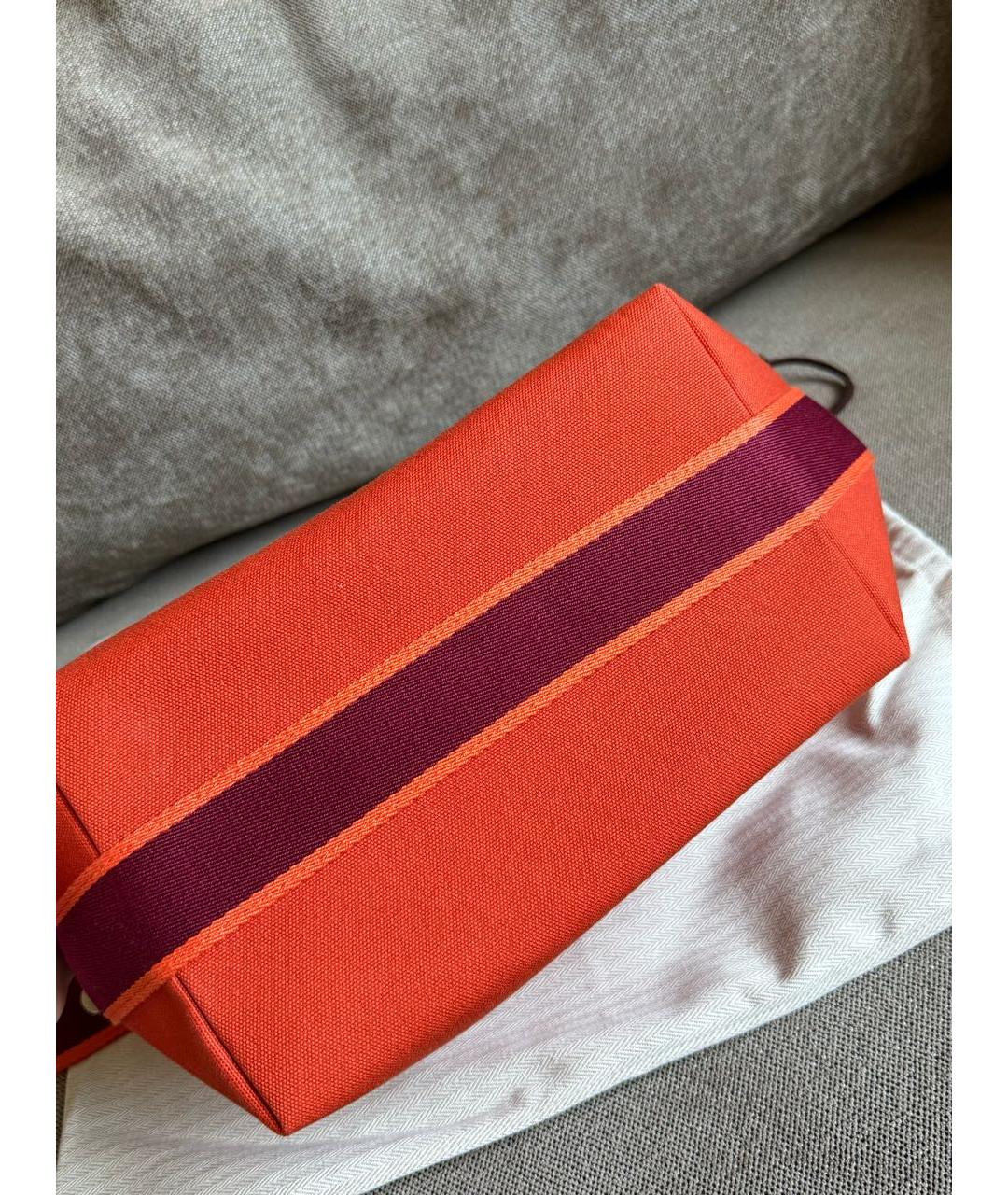 HERMES Оранжевая хлопковая косметичка, фото 3