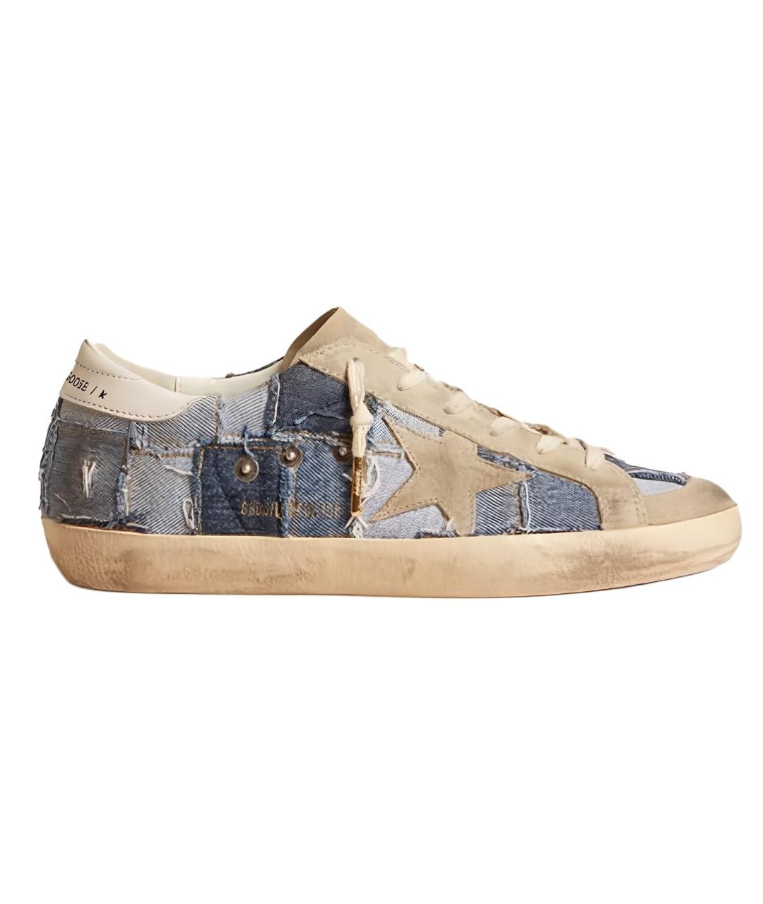 GOLDEN GOOSE Синие текстильные низкие кроссовки / кеды, фото 1