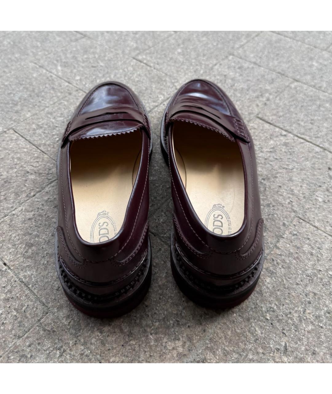 TOD'S Бордовые лоферы из лакированной кожи, фото 3