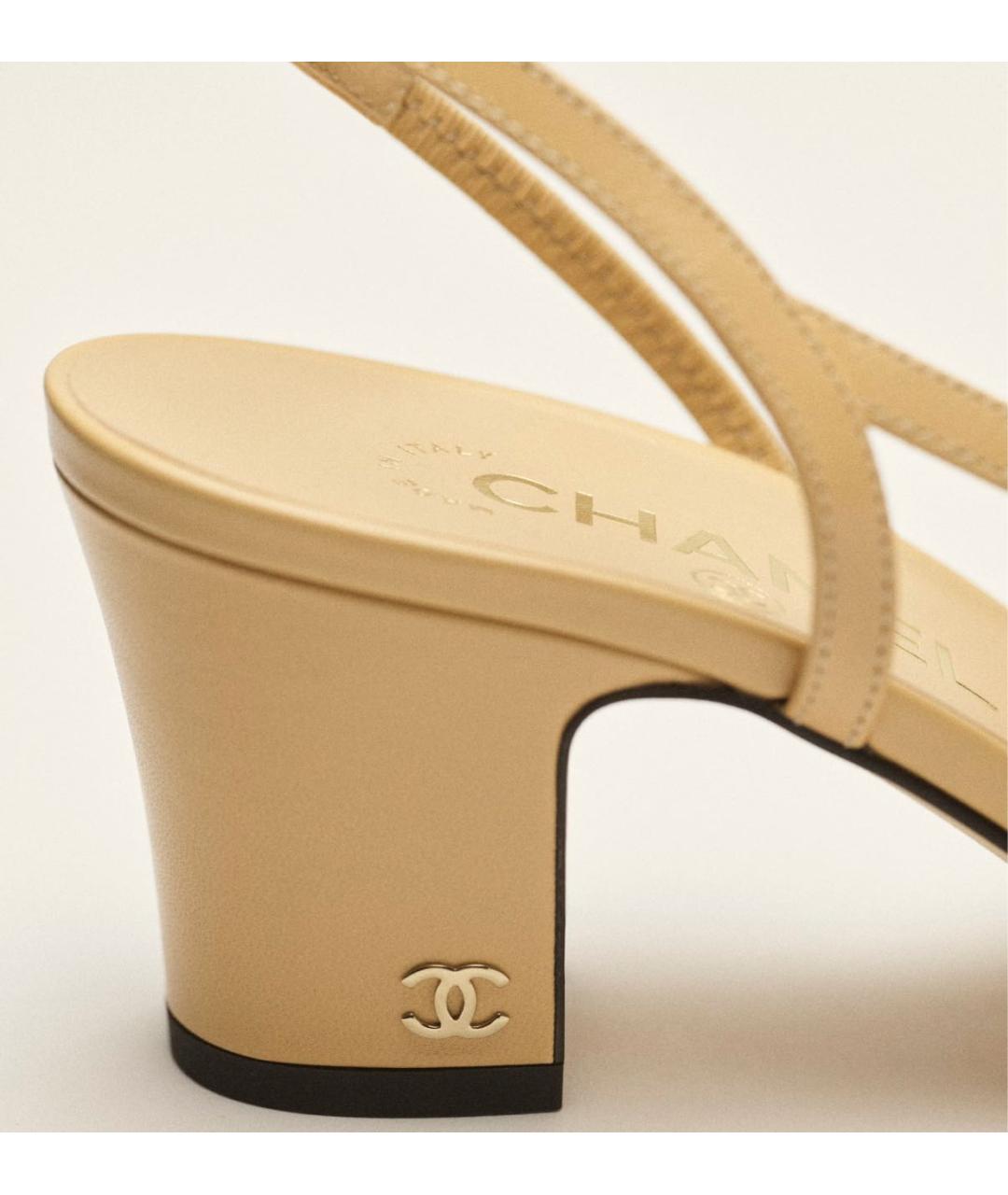 CHANEL Бежевые кожаные туфли, фото 3