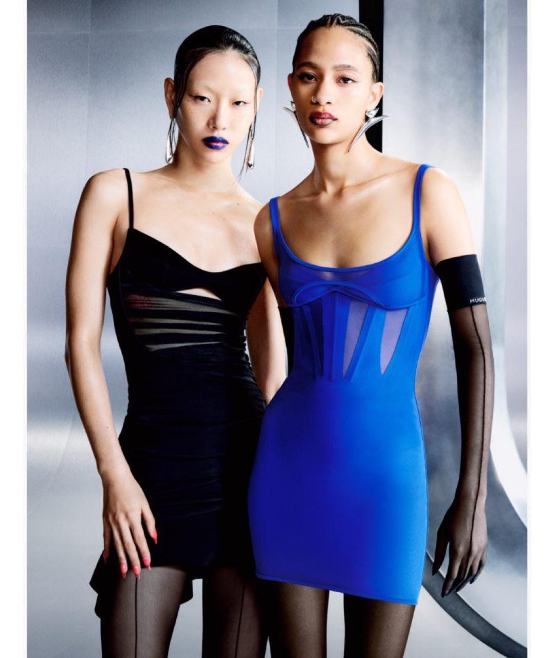 MUGLER Черное синтетическое вечернее платье, фото 3