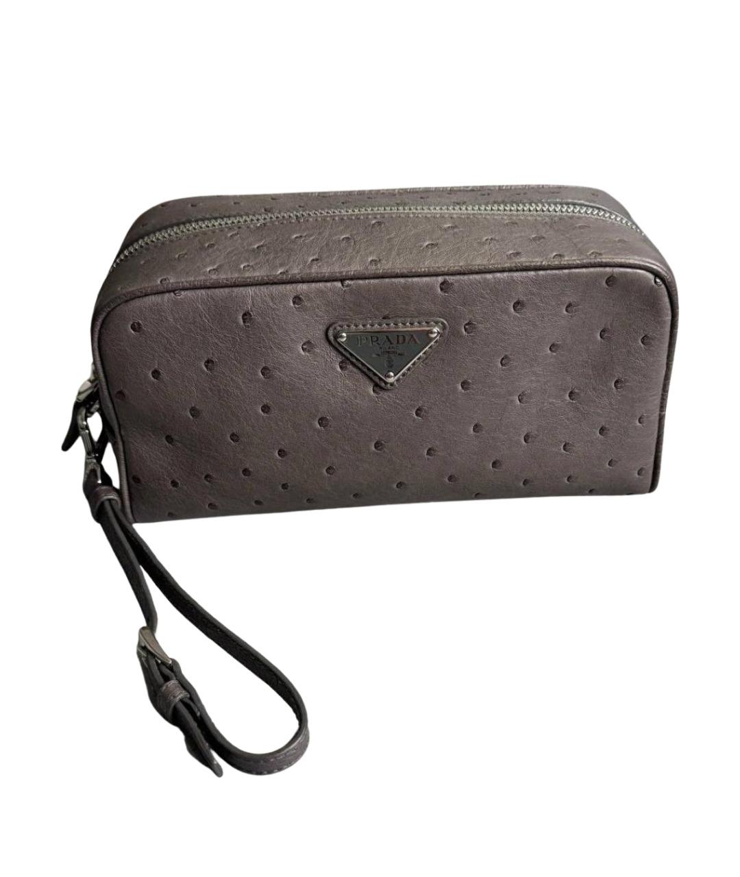 PRADA Серая барсетка из экзотической кожи, фото 1