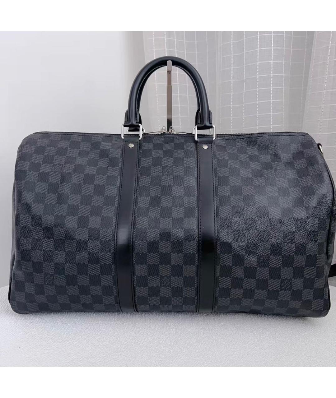 LOUIS VUITTON Черная канва дорожная/спортивная сумка, фото 2