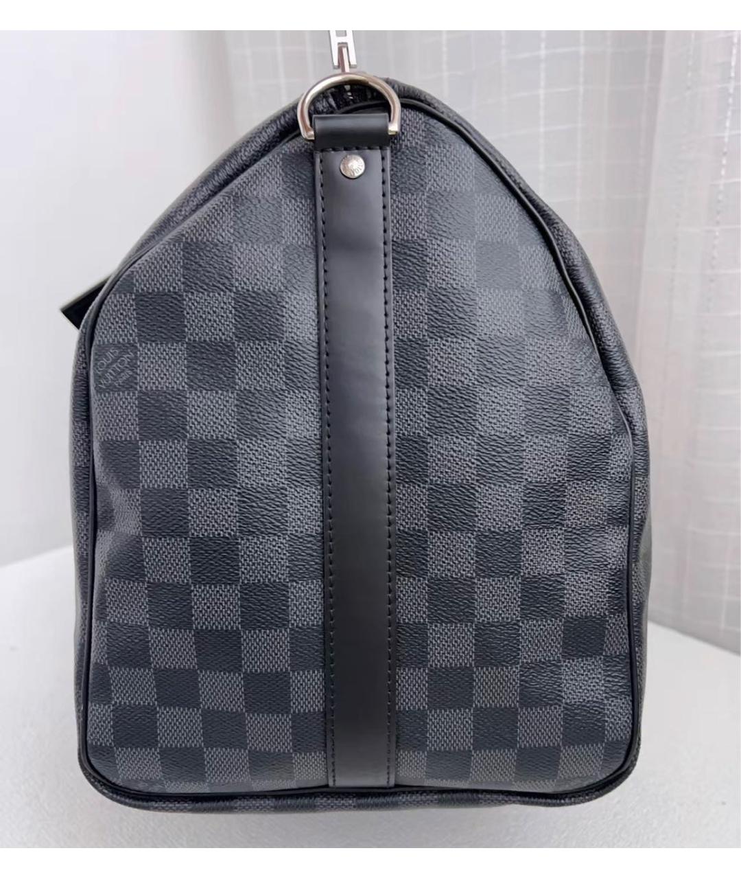 LOUIS VUITTON Черная канва дорожная/спортивная сумка, фото 4