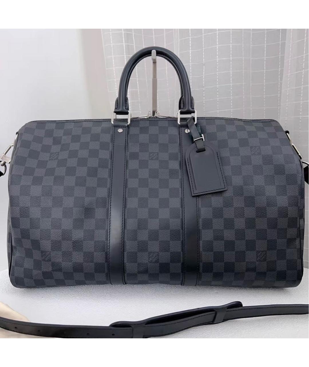 LOUIS VUITTON Черная канва дорожная/спортивная сумка, фото 9