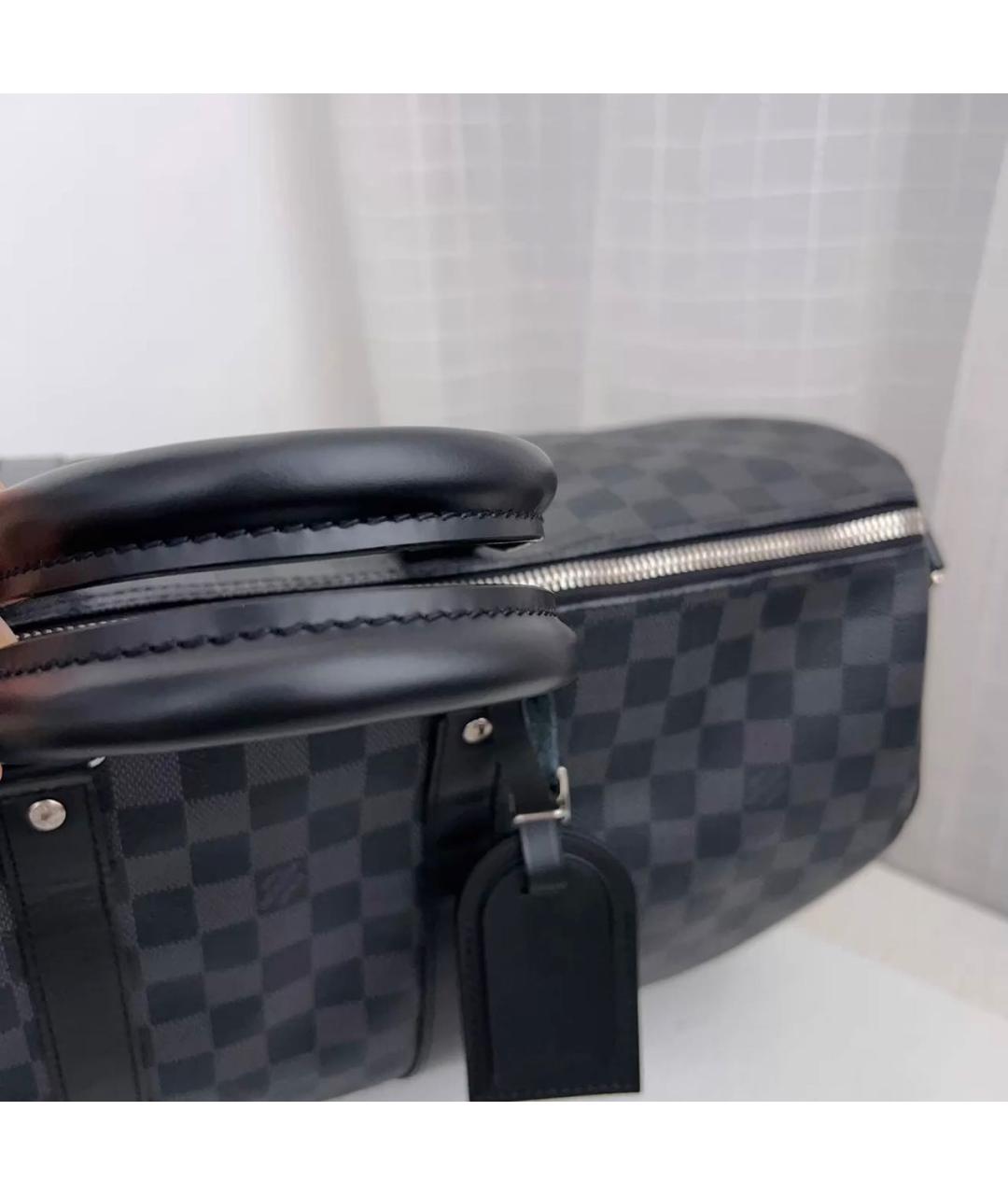 LOUIS VUITTON Черная канва дорожная/спортивная сумка, фото 6