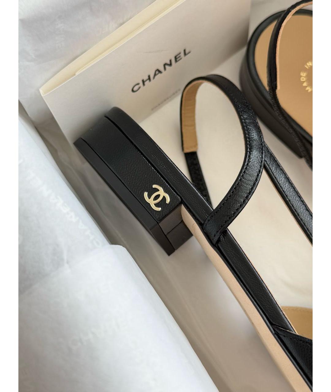 CHANEL Черные кожаные туфли, фото 4