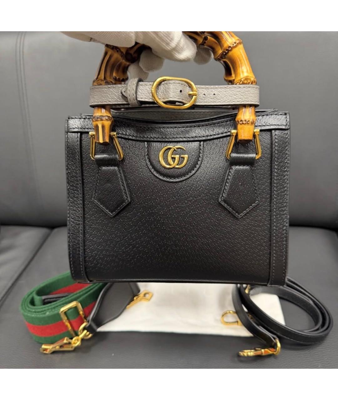 GUCCI Черная кожаная сумка через плечо, фото 6