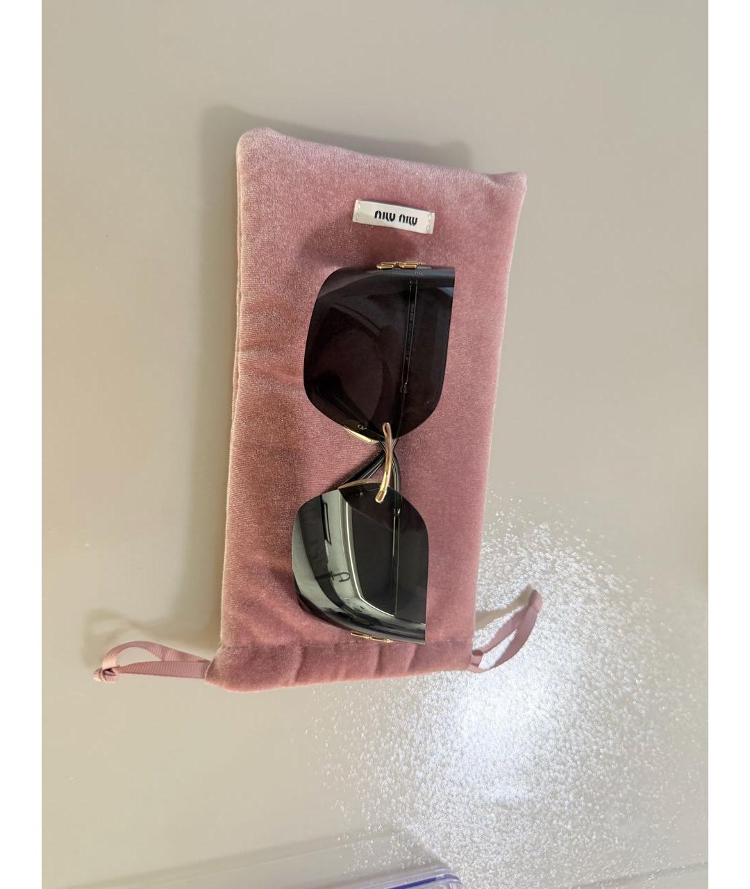 MIU MIU Золотые металлические солнцезащитные очки, фото 8