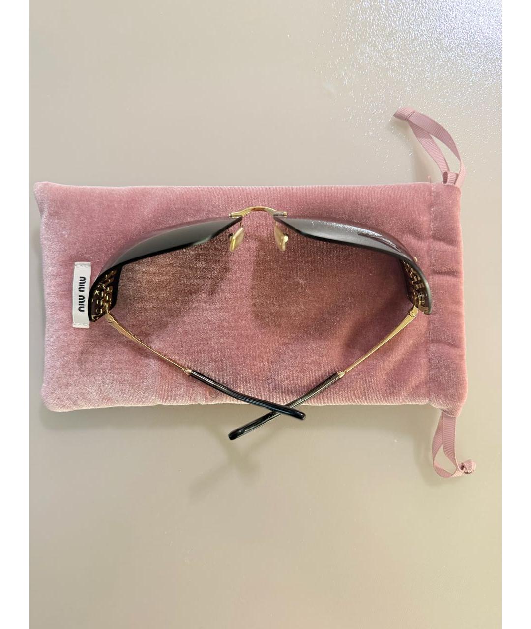 MIU MIU Золотые металлические солнцезащитные очки, фото 7