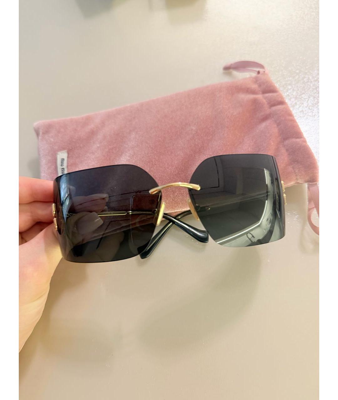 MIU MIU Золотые металлические солнцезащитные очки, фото 2
