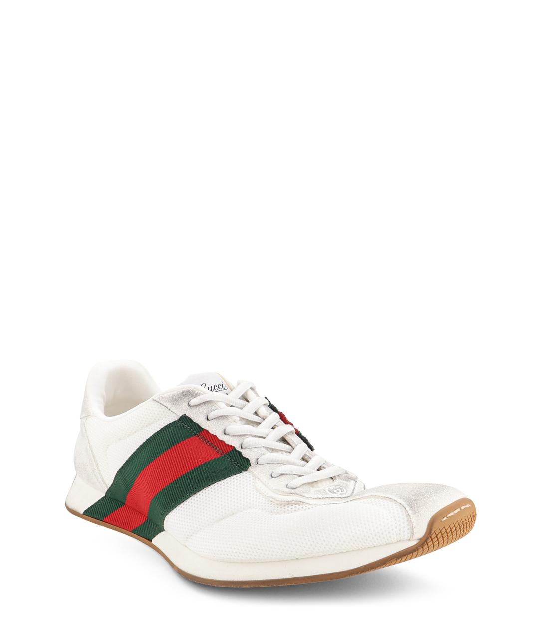GUCCI Белые текстильные низкие кроссовки / кеды, фото 2