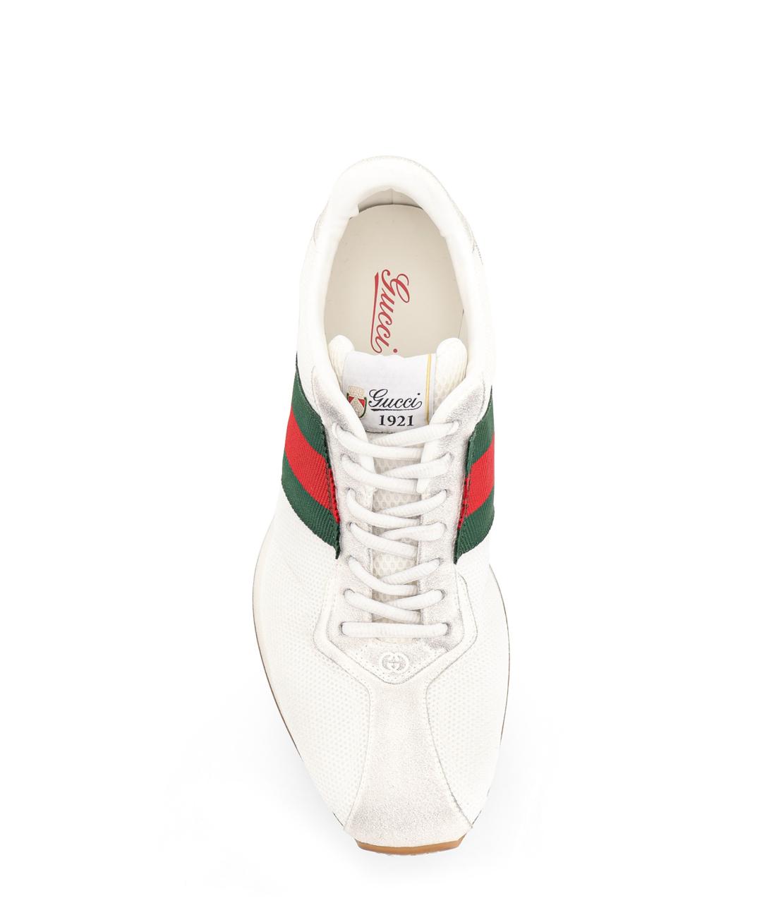 GUCCI Белые текстильные низкие кроссовки / кеды, фото 5