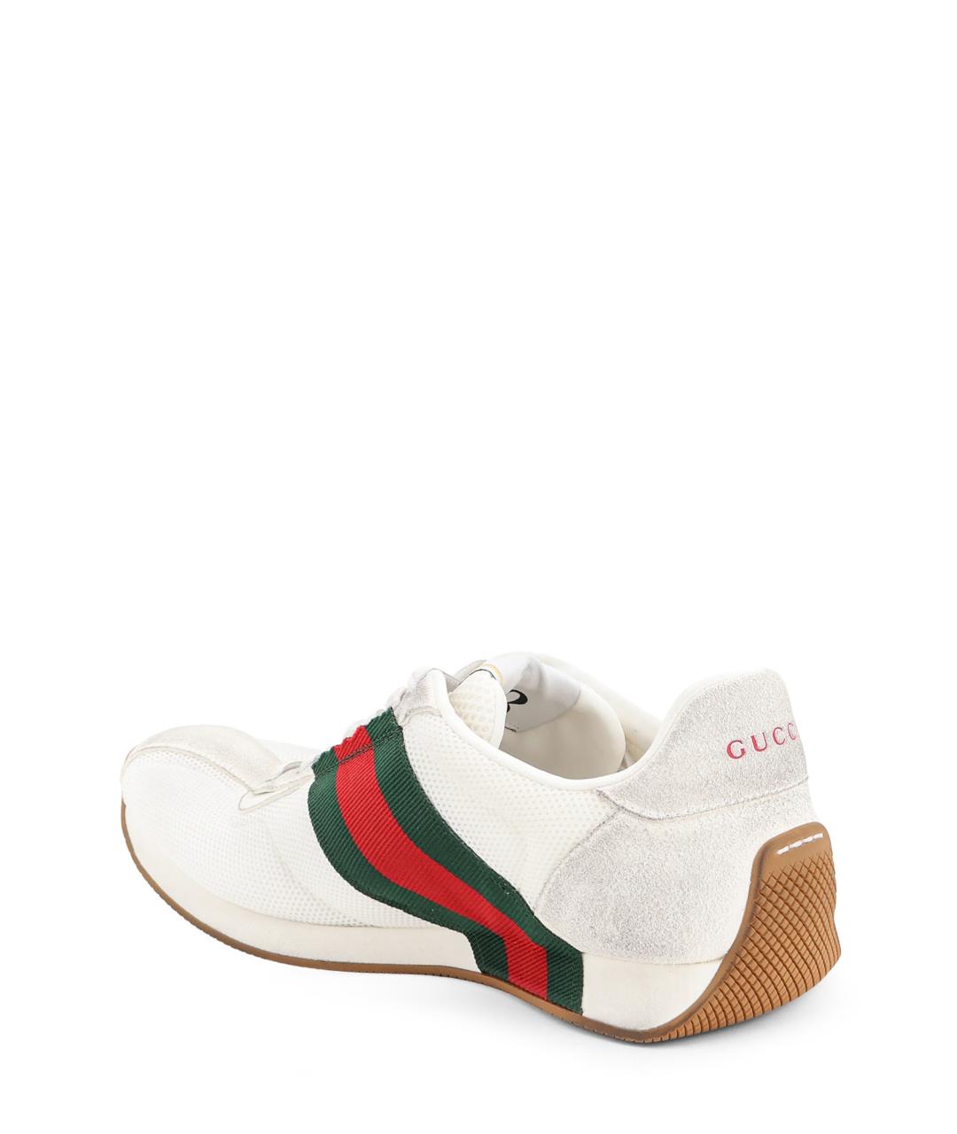 GUCCI Белые текстильные низкие кроссовки / кеды, фото 3
