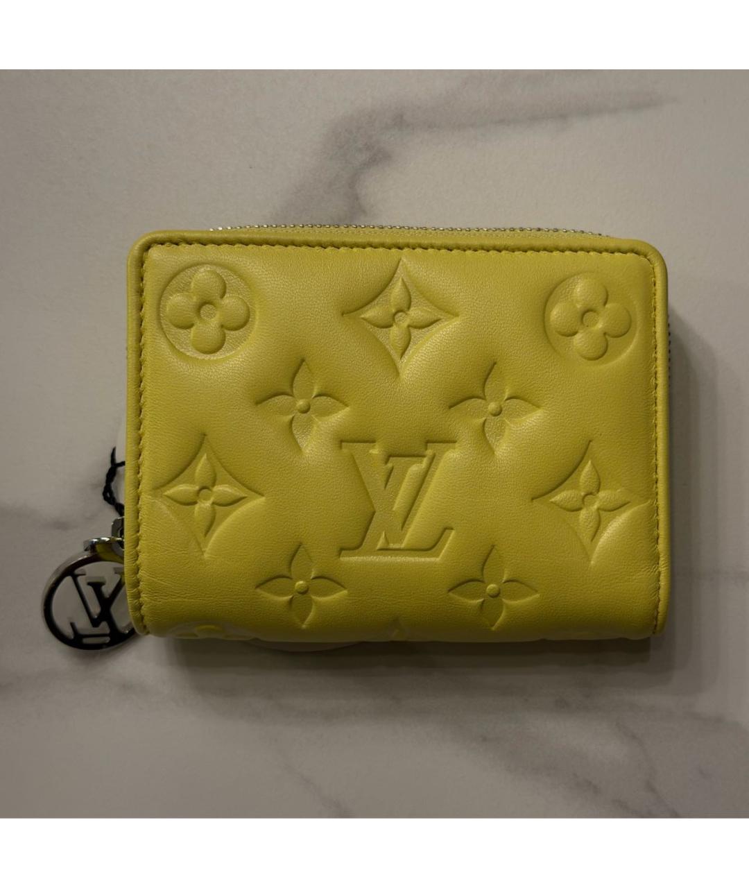 LOUIS VUITTON Желтый кожаный кошелек, фото 4