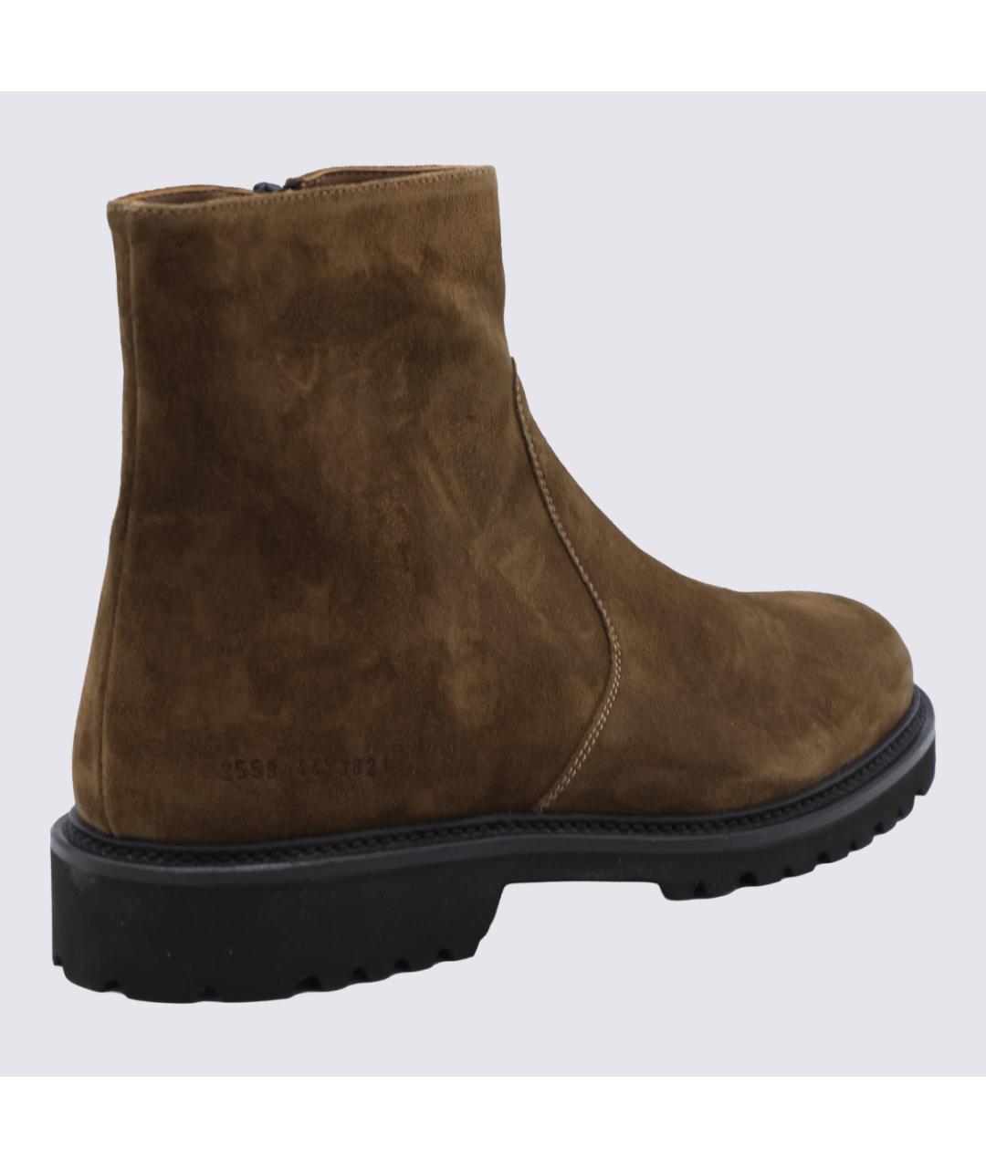 COMMON PROJECTS Коричневые замшевые высокие ботинки, фото 3