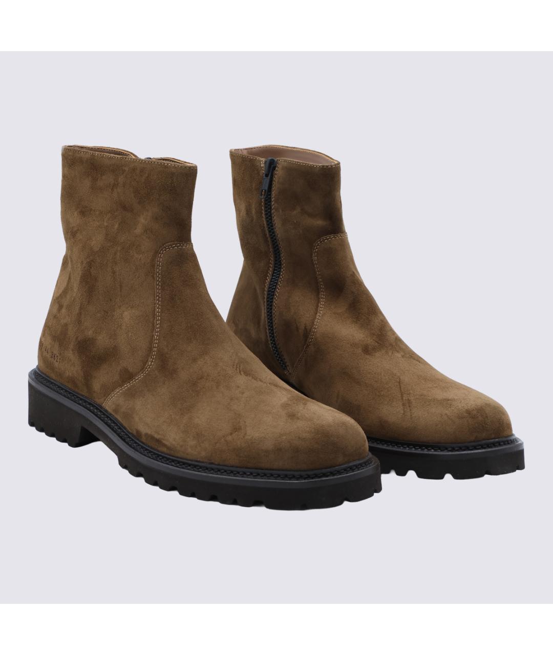 COMMON PROJECTS Коричневые замшевые высокие ботинки, фото 2