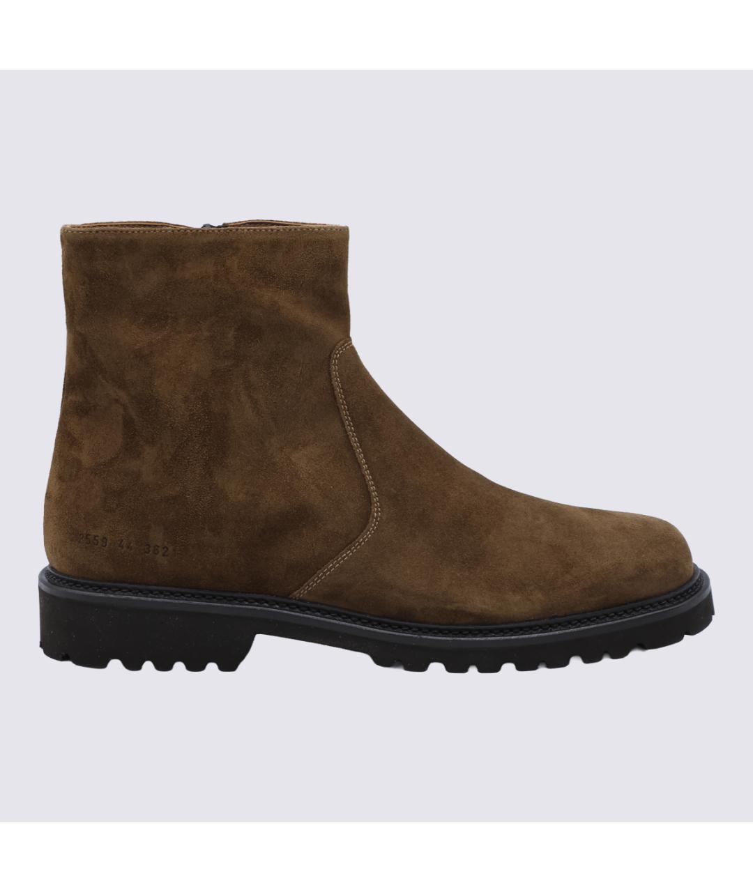 COMMON PROJECTS Коричневые замшевые высокие ботинки, фото 5
