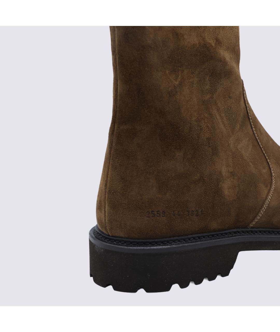 COMMON PROJECTS Коричневые замшевые высокие ботинки, фото 4