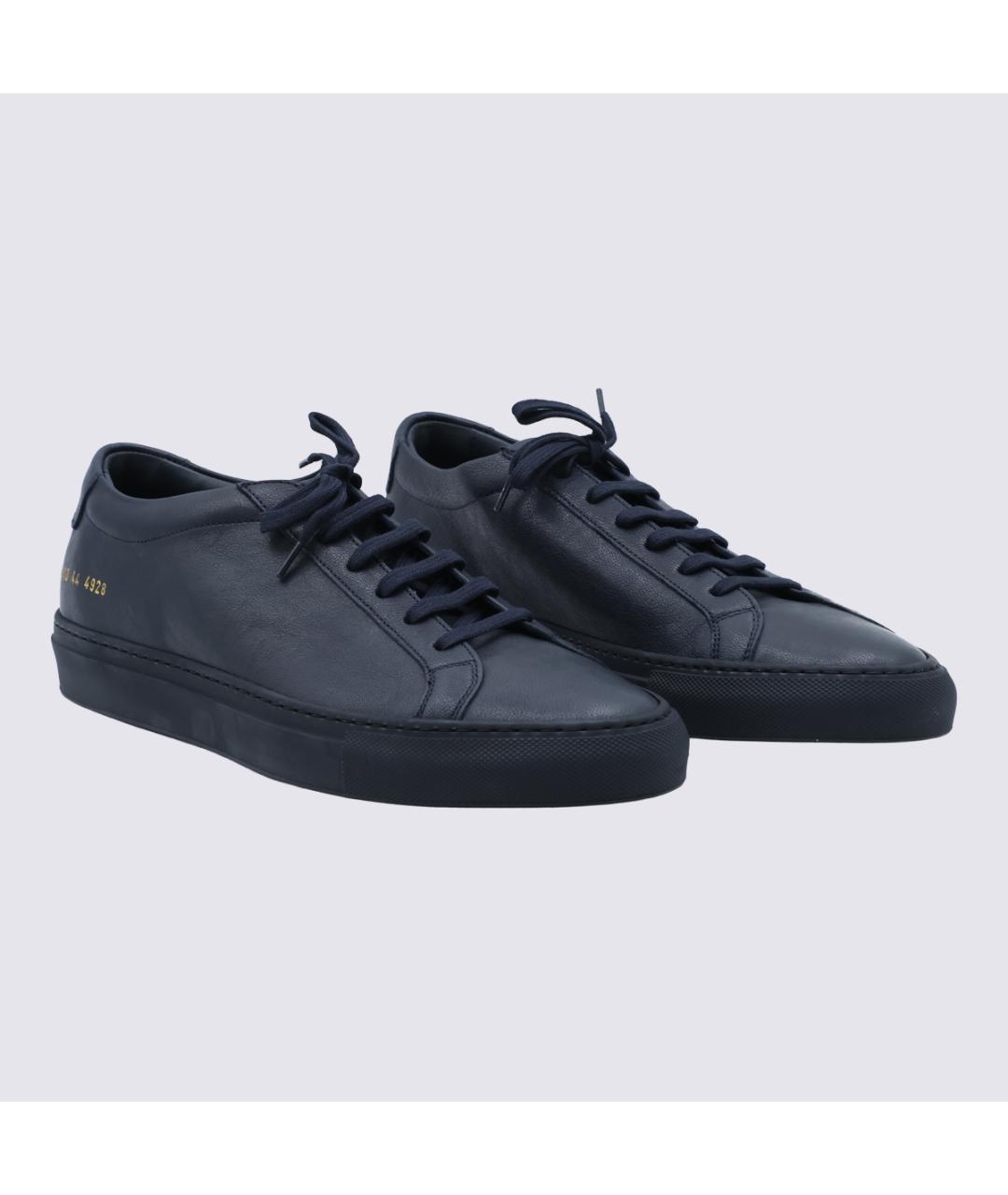 COMMON PROJECTS Темно-синие кожаные низкие кроссовки / кеды, фото 2