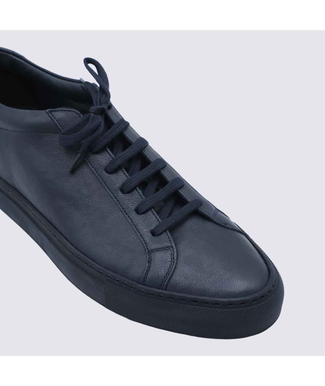 COMMON PROJECTS Темно-синие кожаные низкие кроссовки / кеды, фото 4