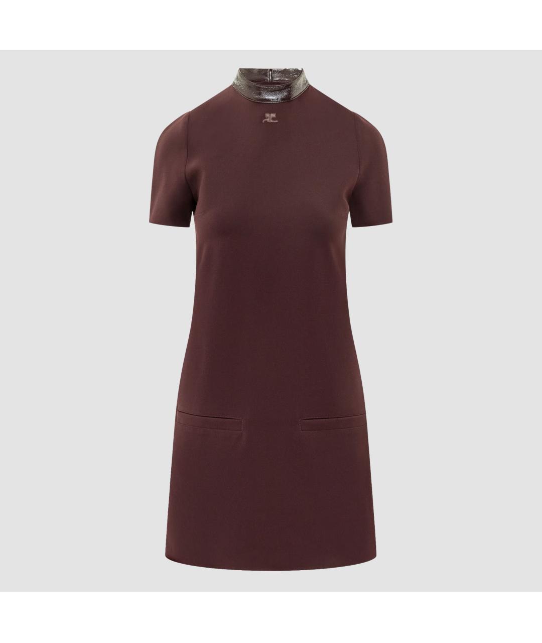 COURREGES Бордовое полиэстеровое повседневное платье, фото 3