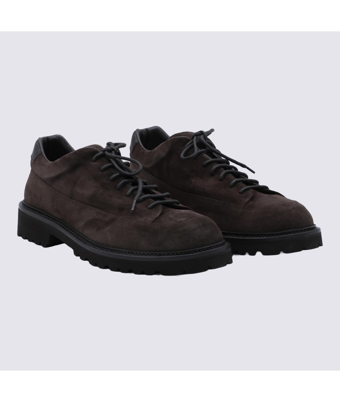 COMMON PROJECTS Коричневые кожаные низкие ботинки, фото 2