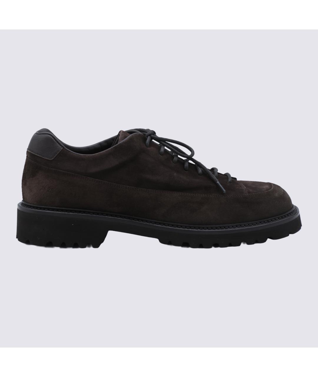 COMMON PROJECTS Коричневые кожаные низкие ботинки, фото 5