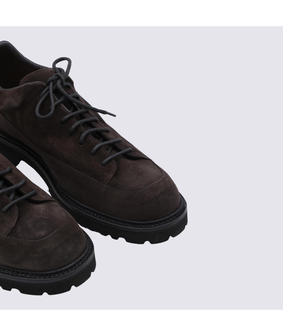 COMMON PROJECTS Коричневые кожаные низкие ботинки, фото 4