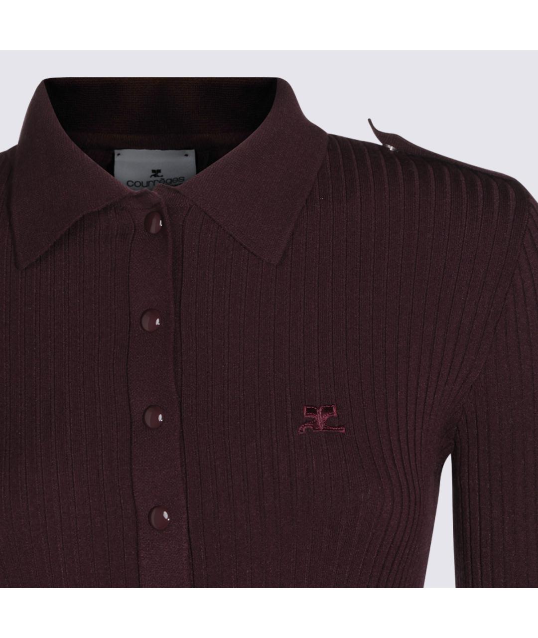 COURREGES Бордовое вискозное повседневное платье, фото 3