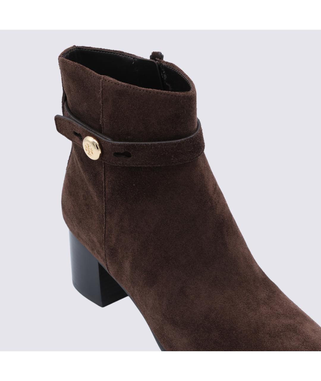 TORY BURCH Коричневые замшевые ботильоны, фото 4