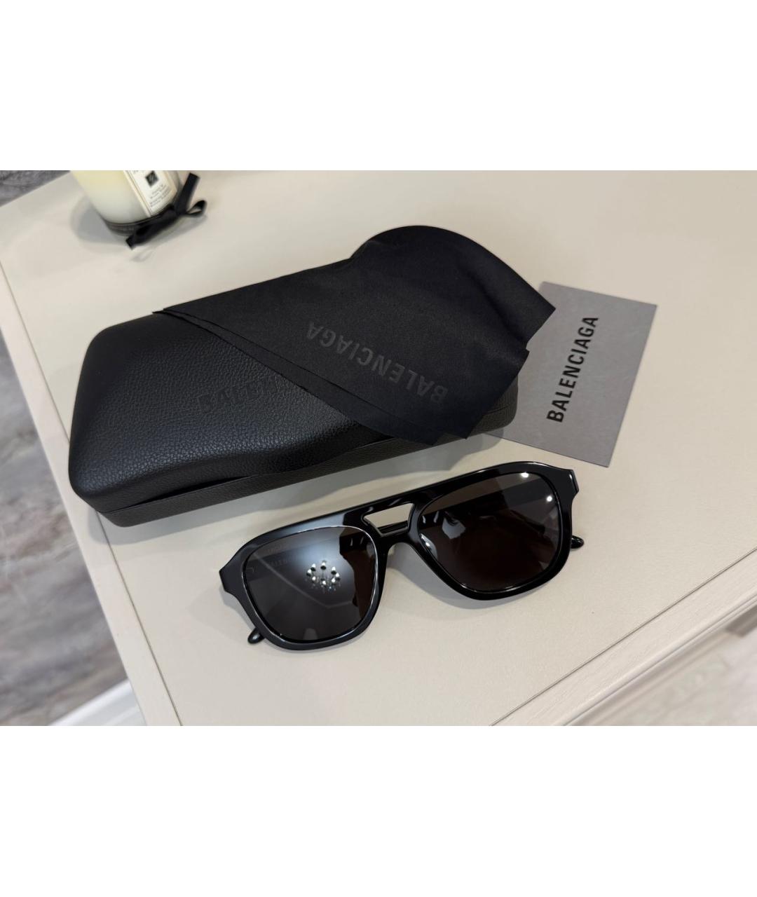 BALENCIAGA Черные пластиковые солнцезащитные очки, фото 3